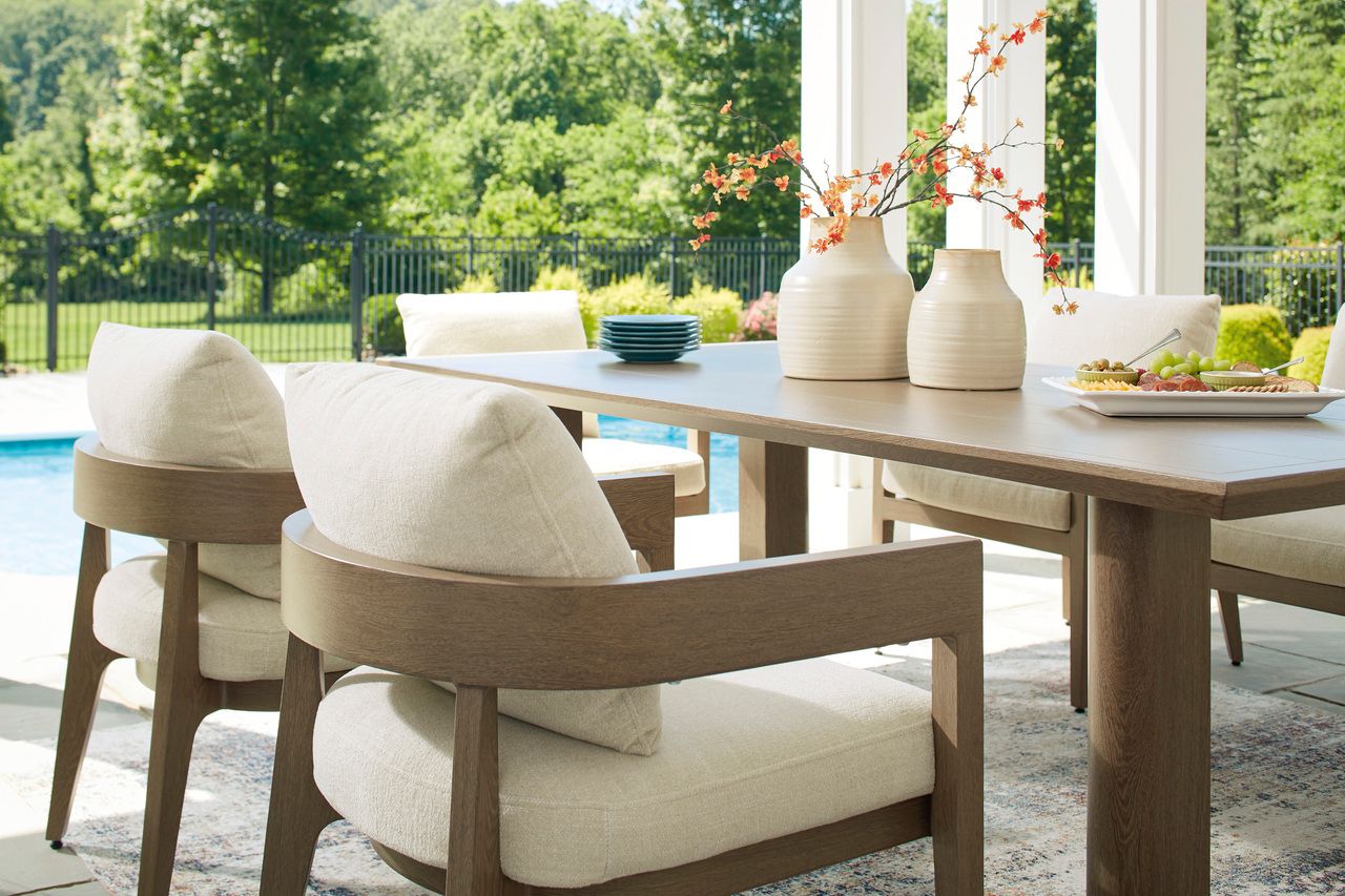 Serene Bay Outdoor Dining Table In Dark Brown P671625