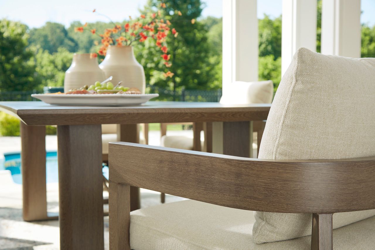 Serene Bay Outdoor Dining Table In Dark Brown P671625