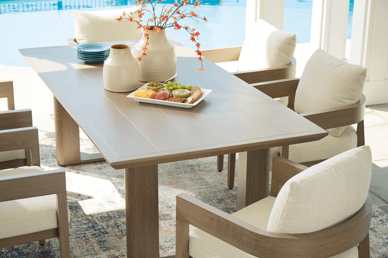 Serene Bay Outdoor Dining Table In Dark Brown P671625