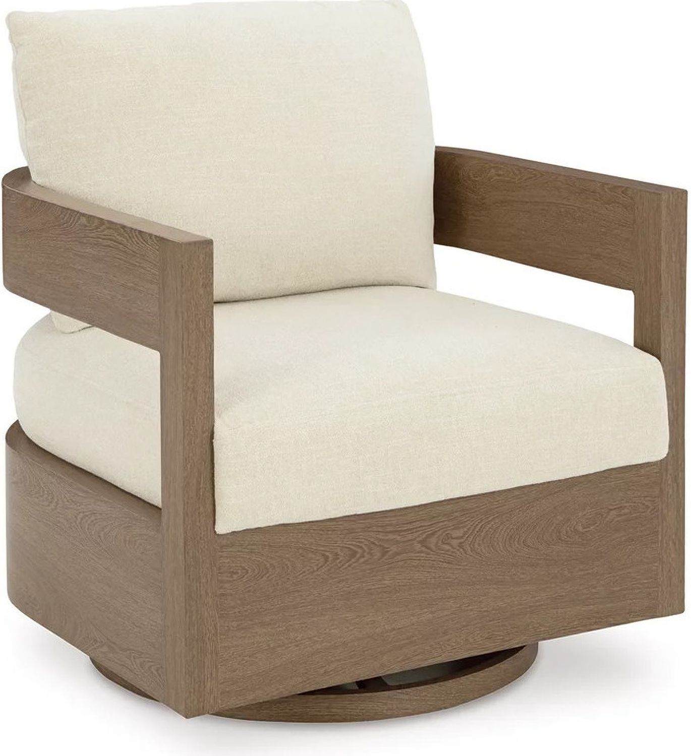 Serene Bay Outdoor Swivel Glider Chair with Cushion In White and Dark Brown P671821