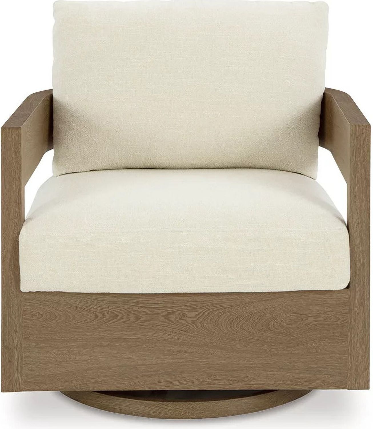 Serene Bay Outdoor Swivel Glider Chair with Cushion In White and Dark Brown P671821