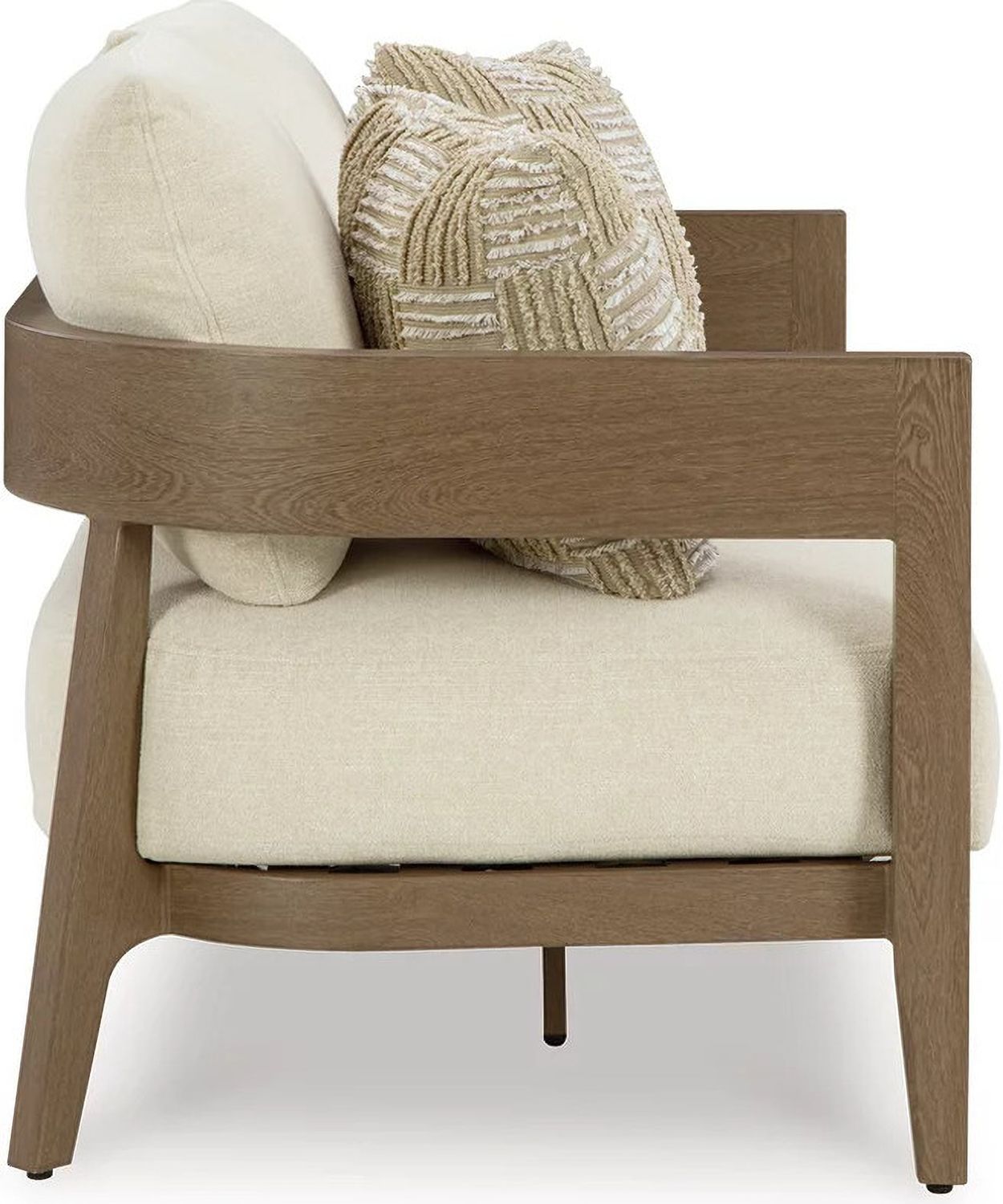 Serene Bay Outdoor Loveseat with Cushion In White and Dark Brown P671835