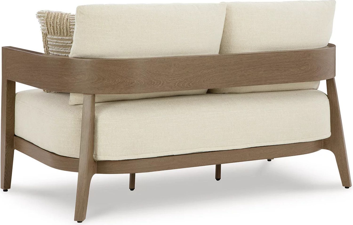Serene Bay Outdoor Loveseat with Cushion In White and Dark Brown P671835