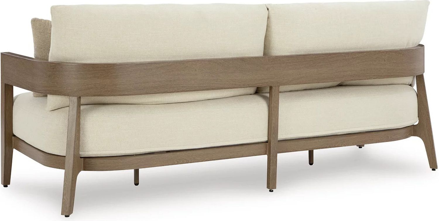 Serene Bay Outdoor Sofa with Cushion In White and Dark Brown P671838