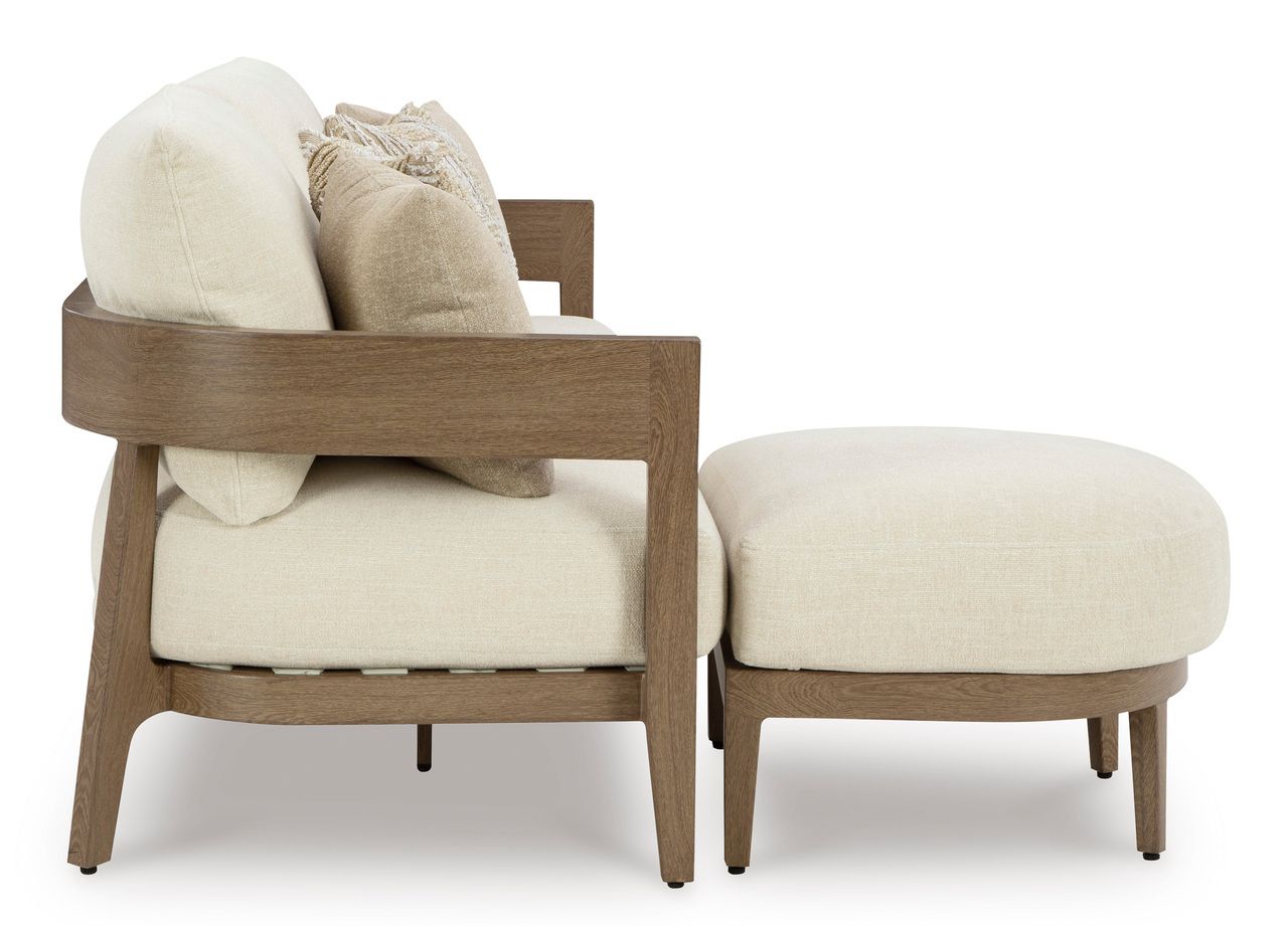 Serene Bay Outdoor Sofa with Cushion In White and Dark Brown P671838