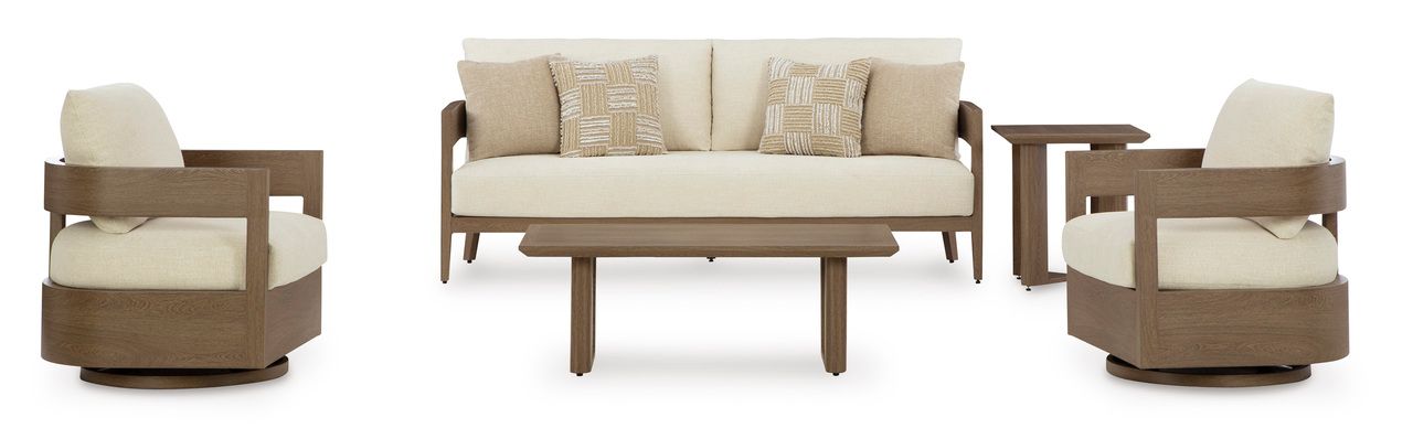 Serene Bay Outdoor Sofa with Cushion In White and Dark Brown P671838