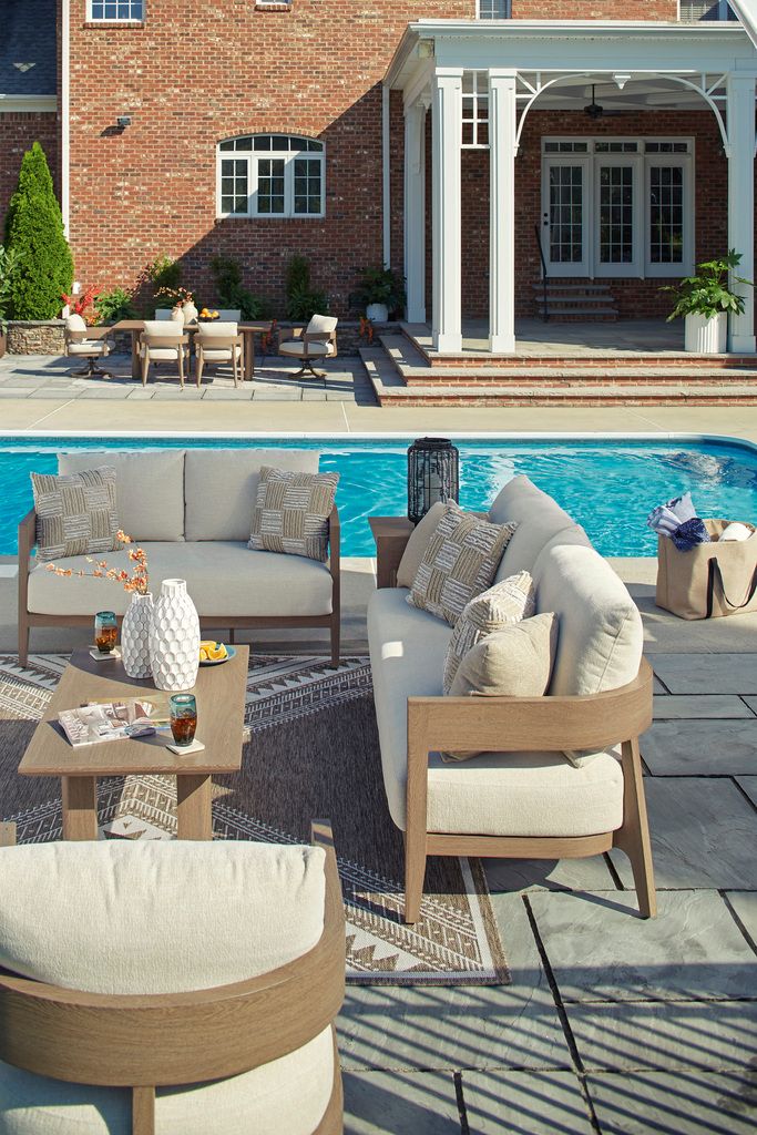 Serene Bay Outdoor Sofa with Cushion In White and Dark Brown P671838