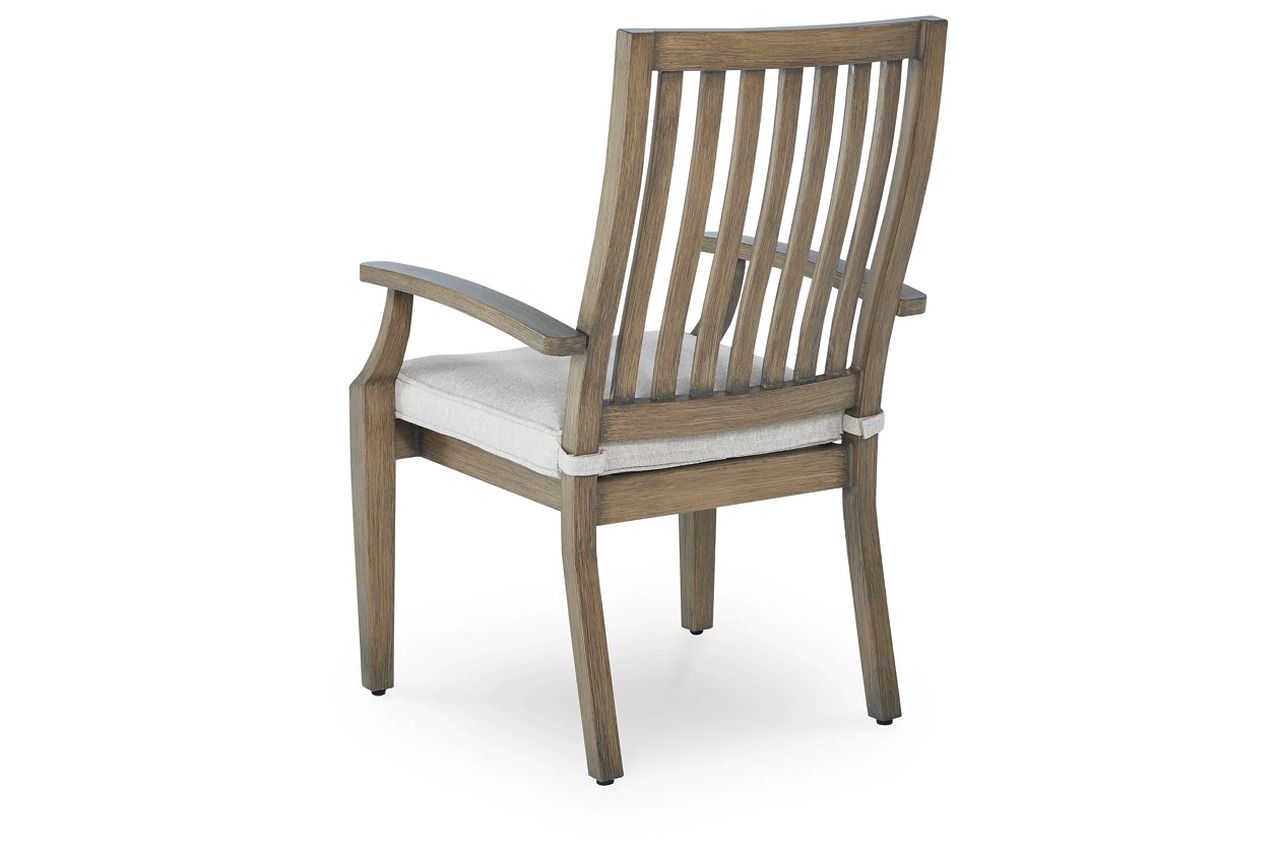 Rainier Ranch Outdoor Arm Chair with Cushion Set of 2 In Brown and Beige P701601A