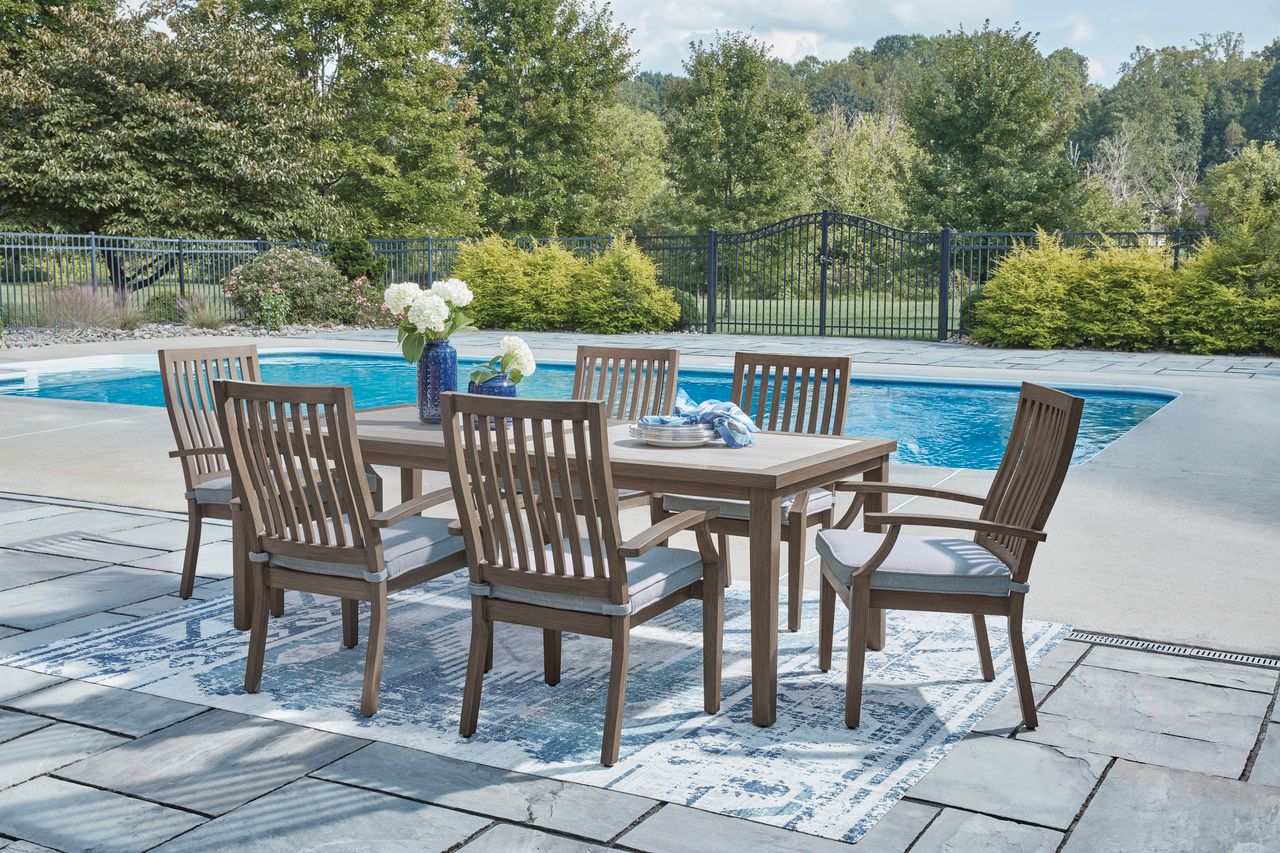 Rainier Ranch Outdoor Dining Table In Brown and Beige P701625