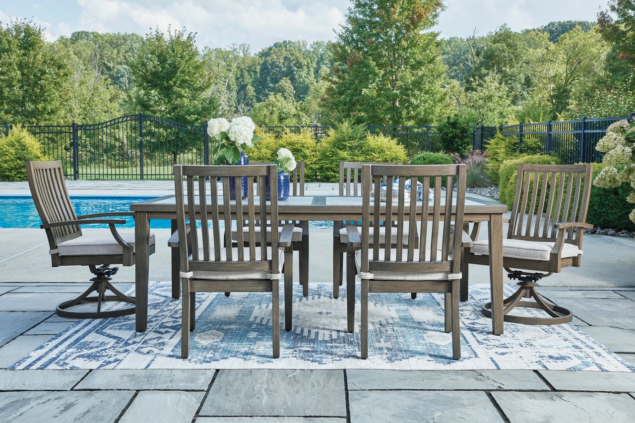 Rainier Ranch Outdoor Dining Table In Brown and Beige P701625