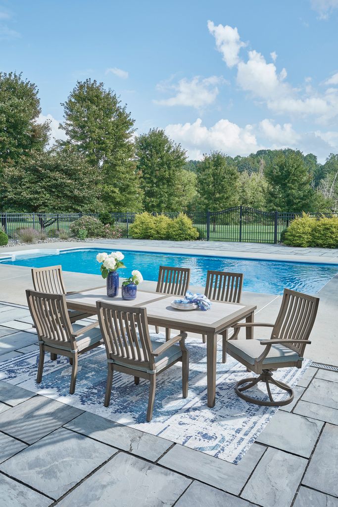 Rainier Ranch Outdoor Dining Table In Brown and Beige P701625