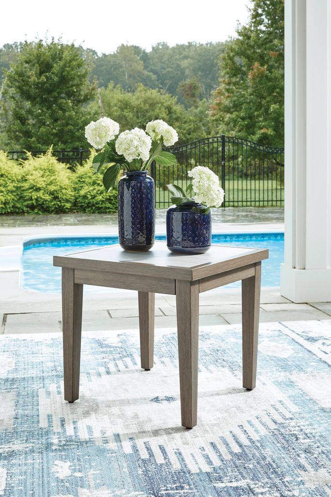 Rainier Ranch Outdoor End Table In Brown and Beige P701702