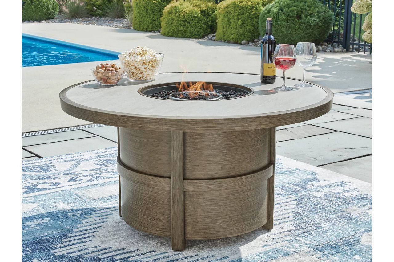 Rainier Ranch Fire Pit Table In Beige P701776