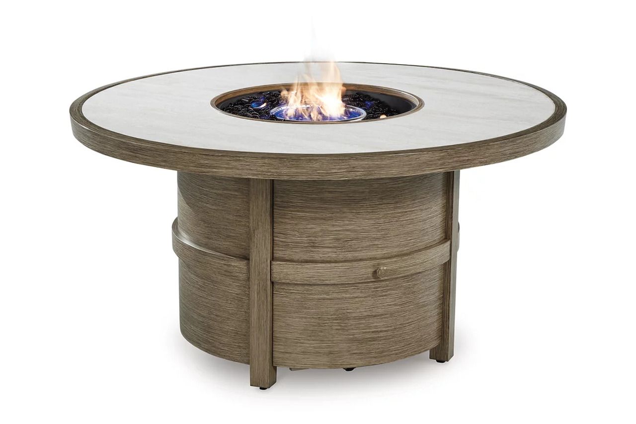 Rainier Ranch Fire Pit Table In Beige P701776
