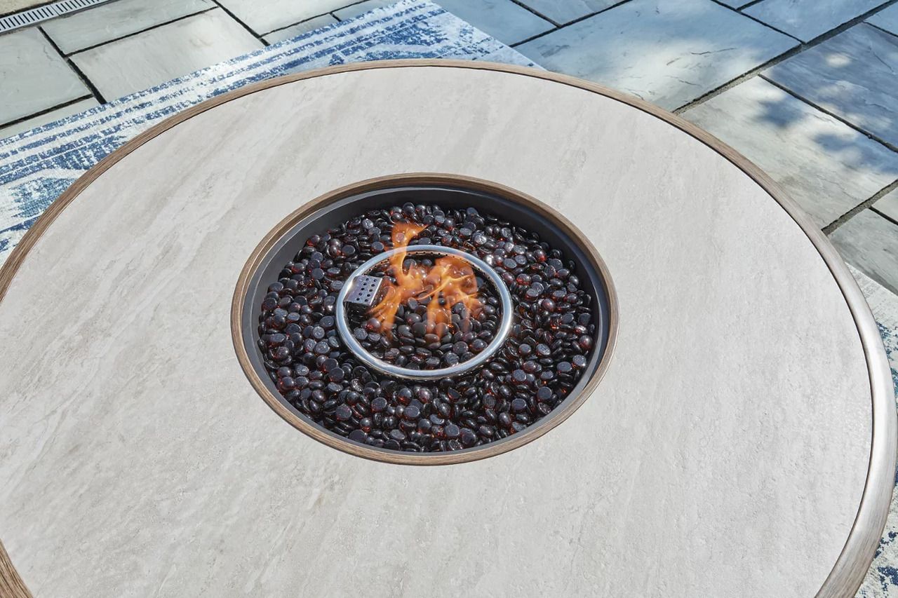 Rainier Ranch Fire Pit Table In Beige P701776