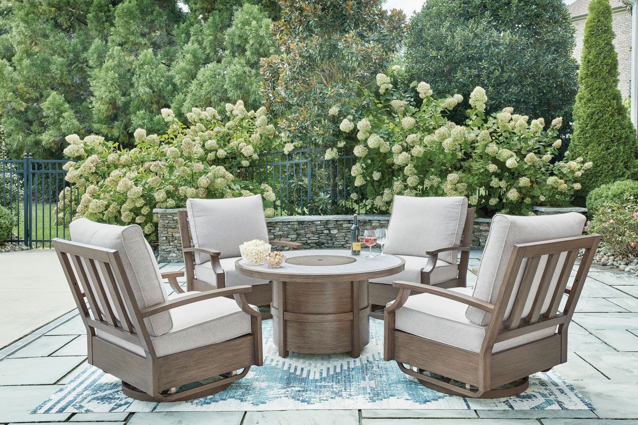 Rainier Ranch Fire Pit Table In Beige P701776