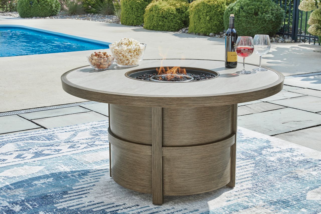 Rainier Ranch Fire Pit Table In Beige P701776