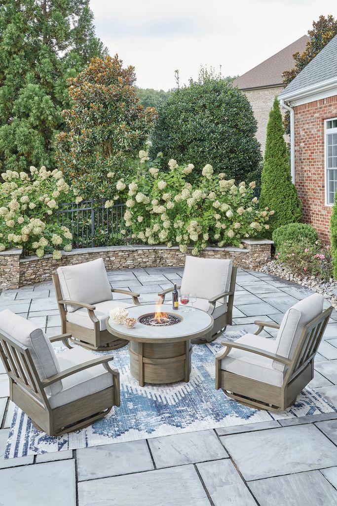 Rainier Ranch Fire Pit Table In Beige P701776