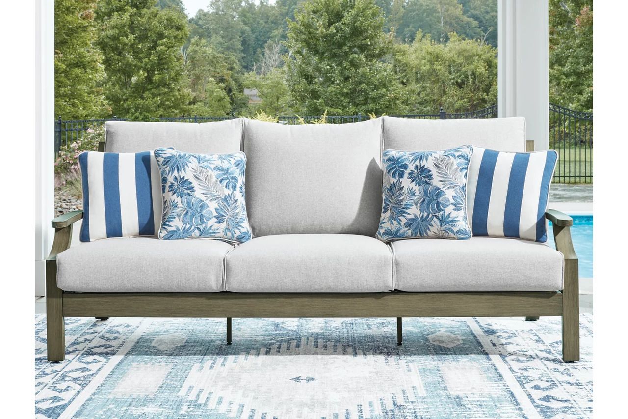 Rainier Ranch Outdoor Sofa with Cushion In Brown and Beige P701838
