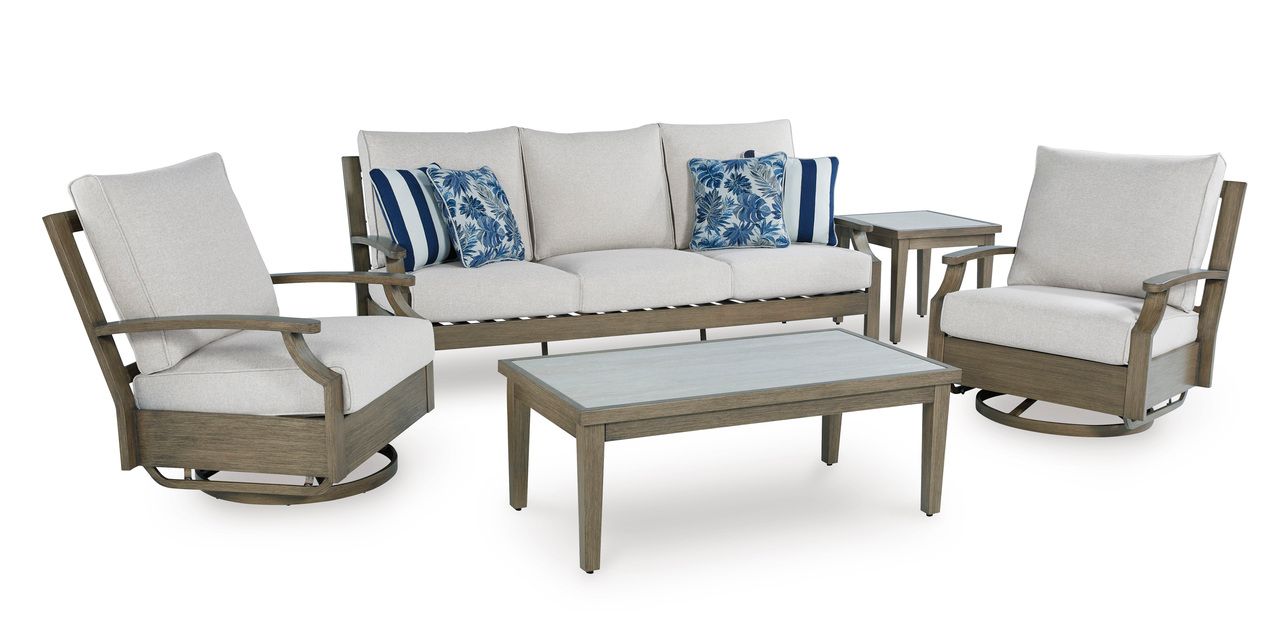 Rainier Ranch Outdoor Sofa with Cushion In Brown and Beige P701838