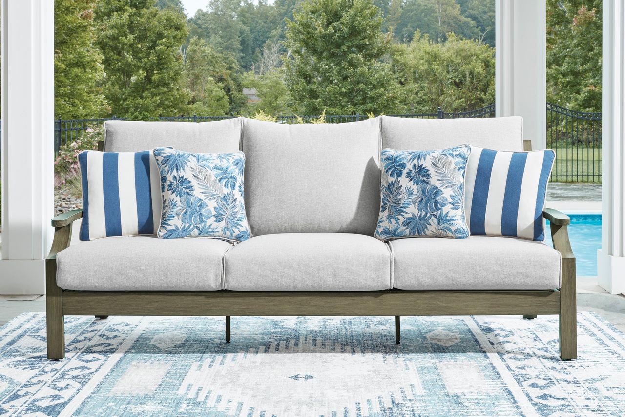 Rainier Ranch Outdoor Sofa with Cushion In Brown and Beige P701838