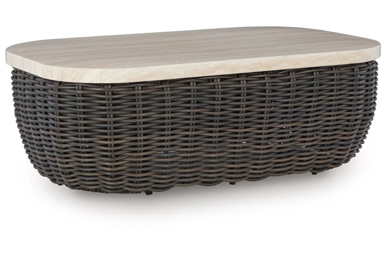 Kimora Outdoor Coffee Table In Beige and Dark Brown P711701