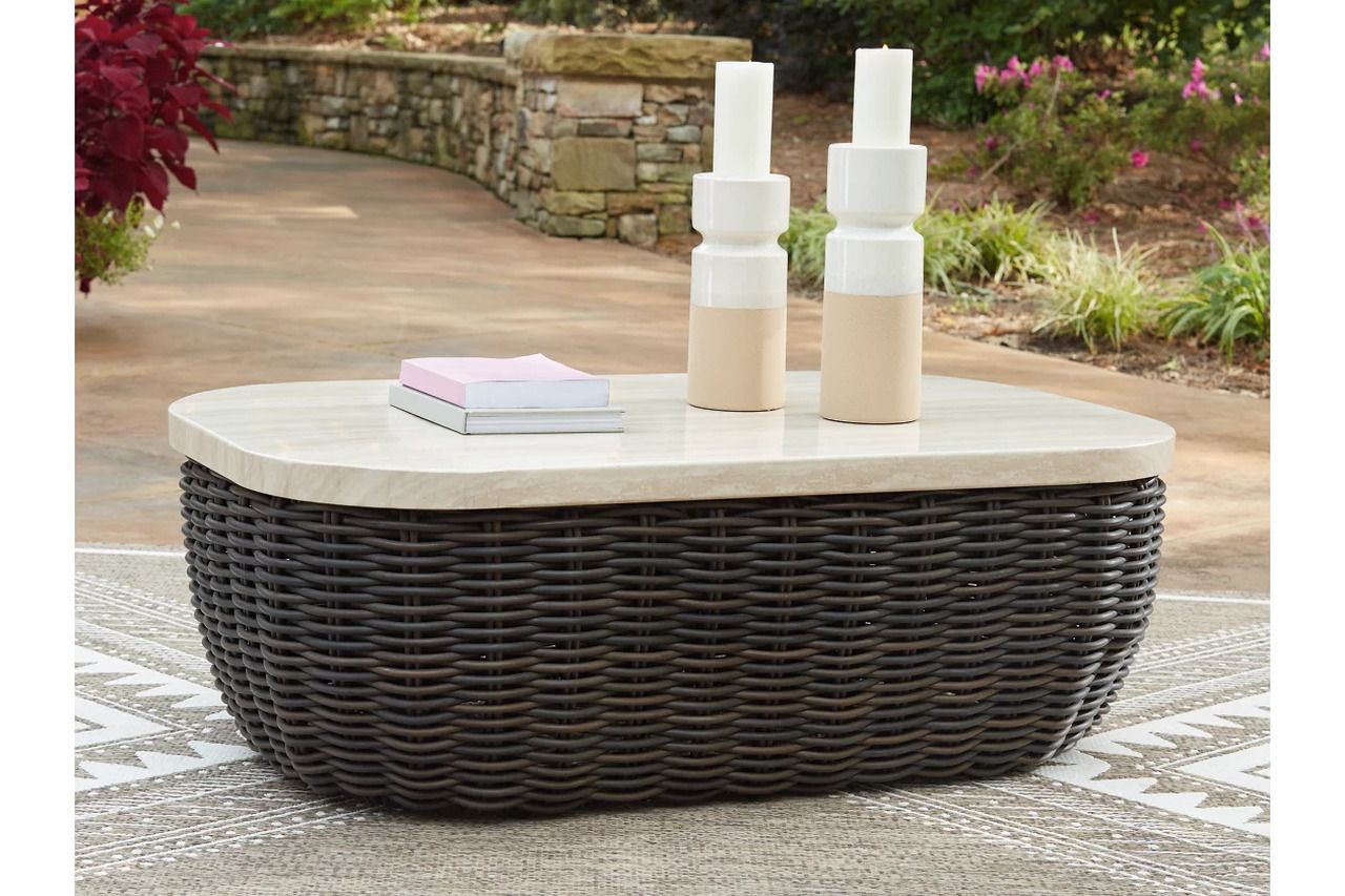 Kimora Outdoor Coffee Table In Beige and Dark Brown P711701