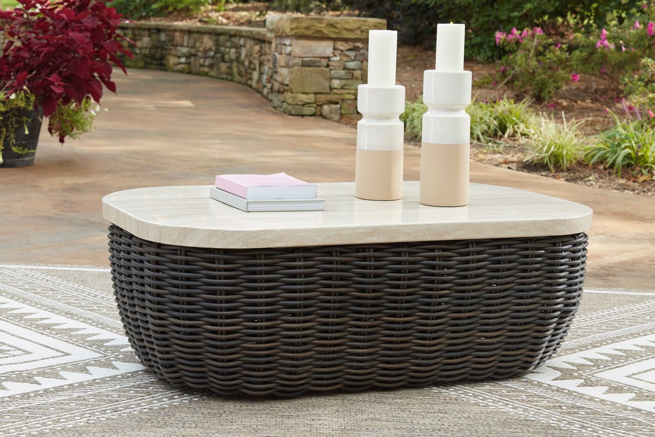 Kimora Outdoor Coffee Table In Beige and Dark Brown P711701