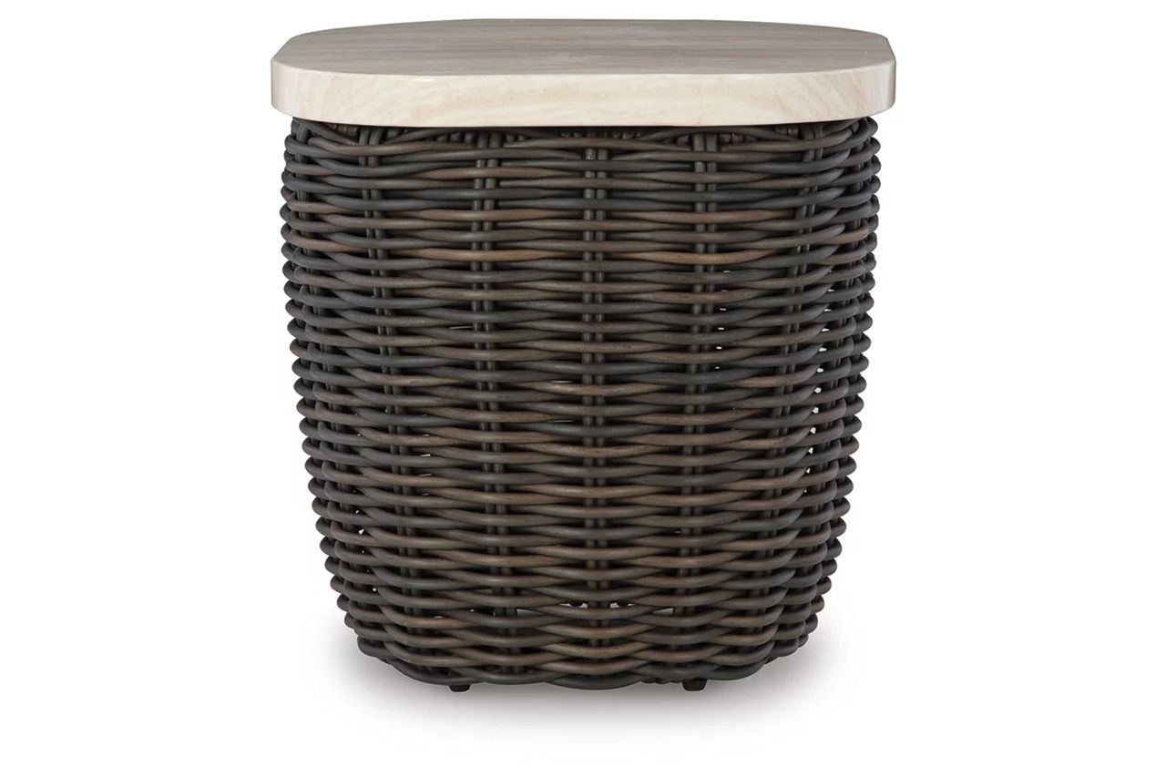 Kimora Outdoor End Table In Beige and Dark Brown P711702