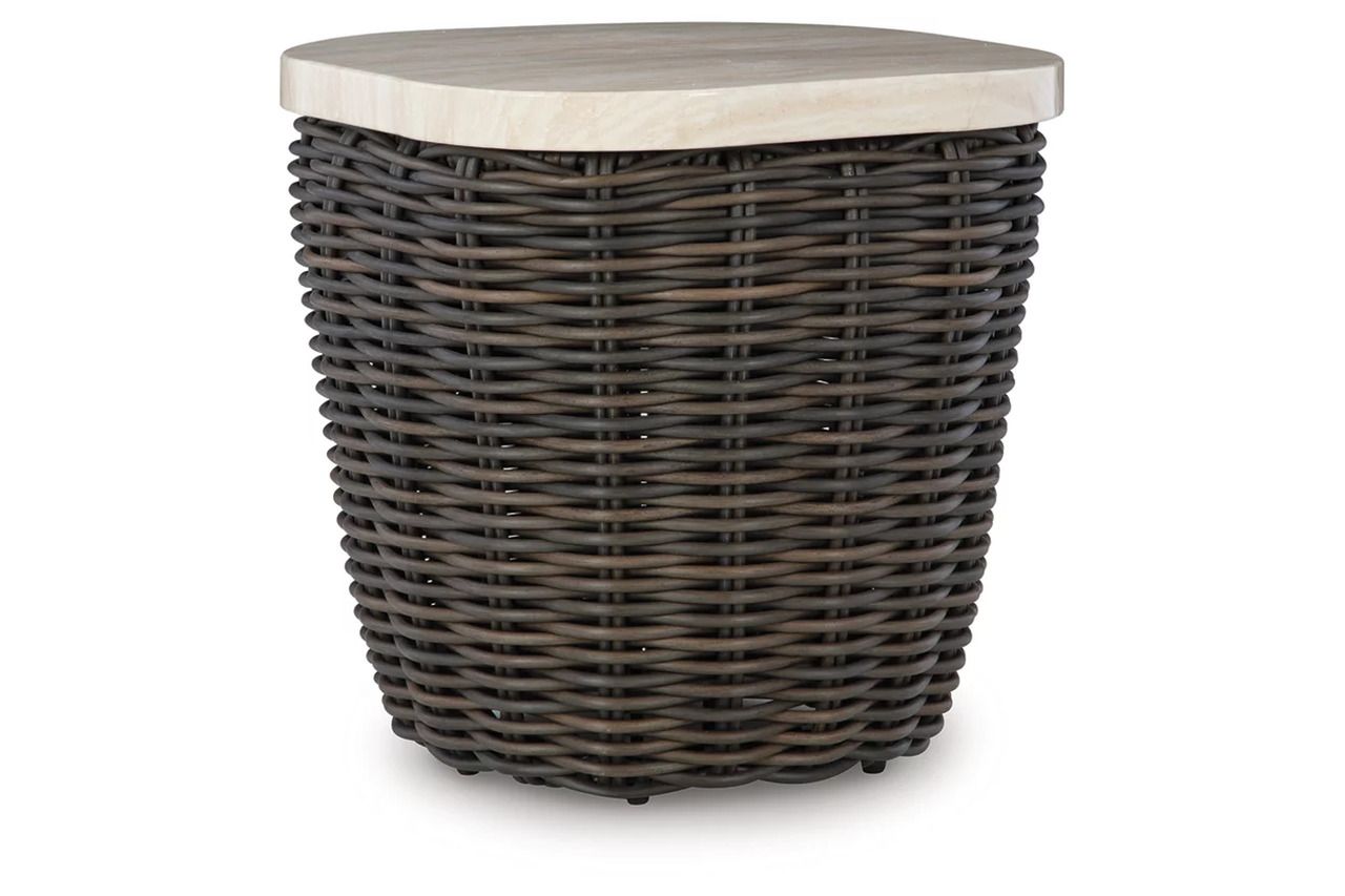 Kimora Outdoor End Table In Beige and Dark Brown P711702