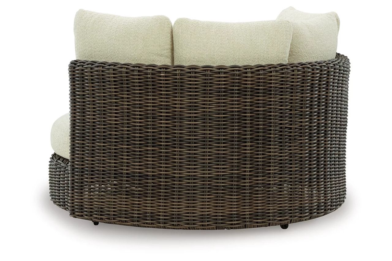 Kimora Outdoor Swivel Lounge Chair with Cushion In Beige and Dark Brown P711810