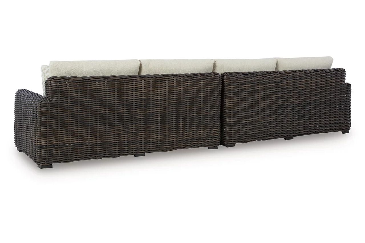 Kimora Outdoor Right and Left-arm Facing Loveseat with Cushion Set of 2 In Beige and Dark Brown P711854