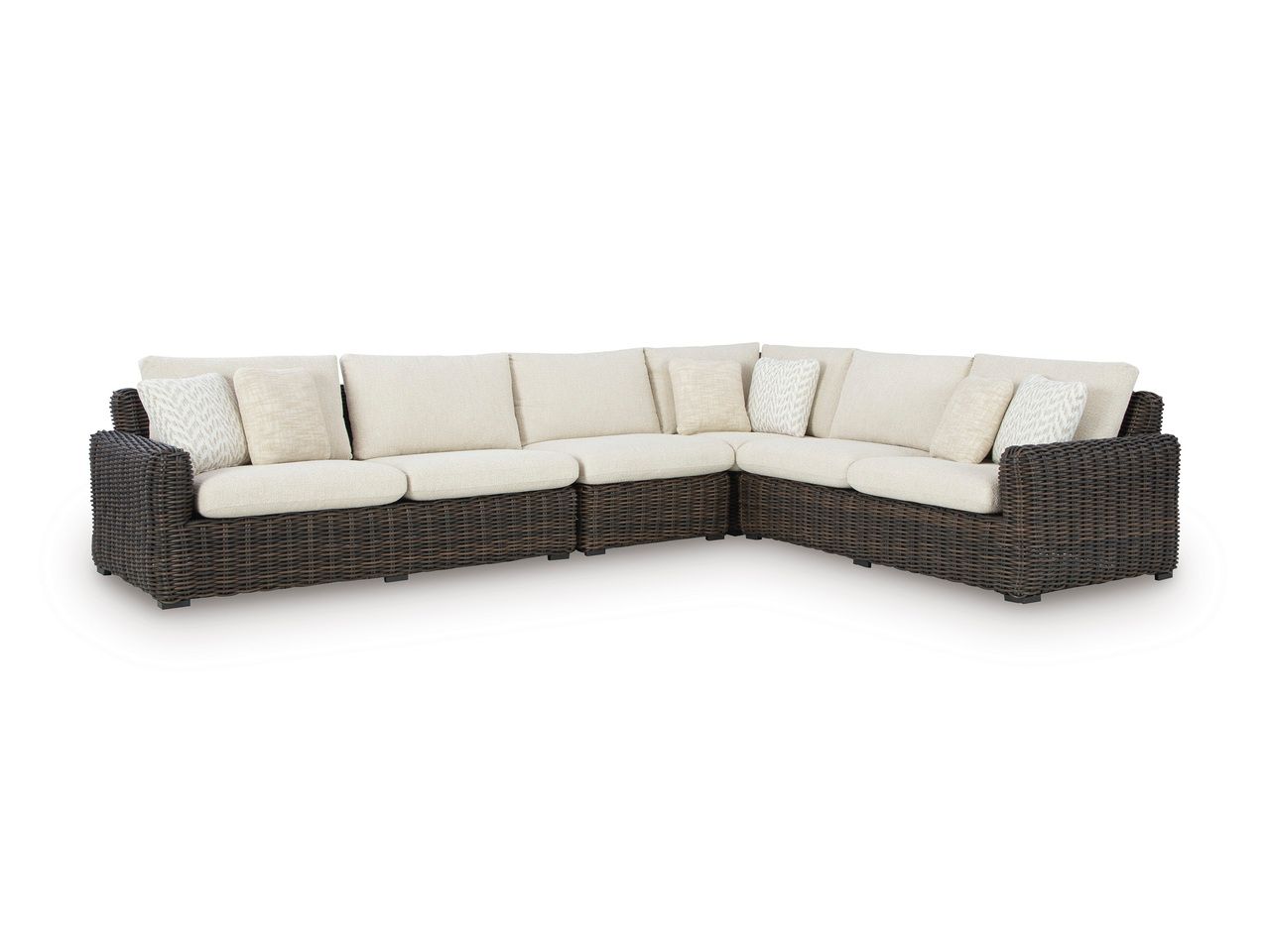 Kimora Outdoor Right and Left-arm Facing Loveseat with Cushion Set of 2 In Beige and Dark Brown P711854