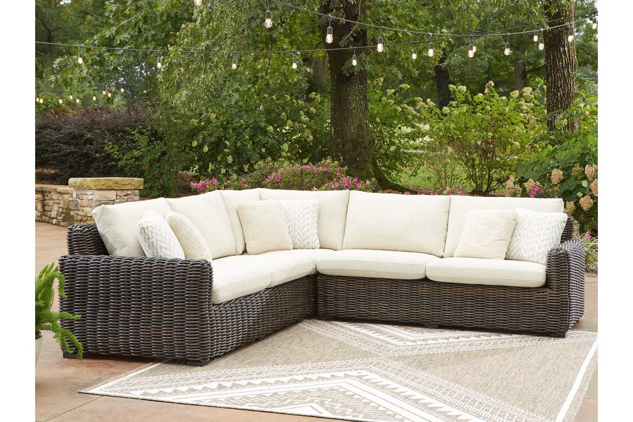 Kimora 3-Piece Outdoor Sectional In Beige and Dark Brown P711P1