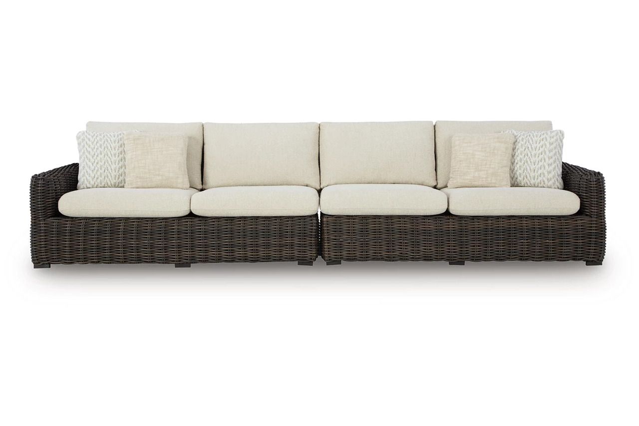 Kimora 3-Piece Outdoor Sectional In Beige and Dark Brown P711P1