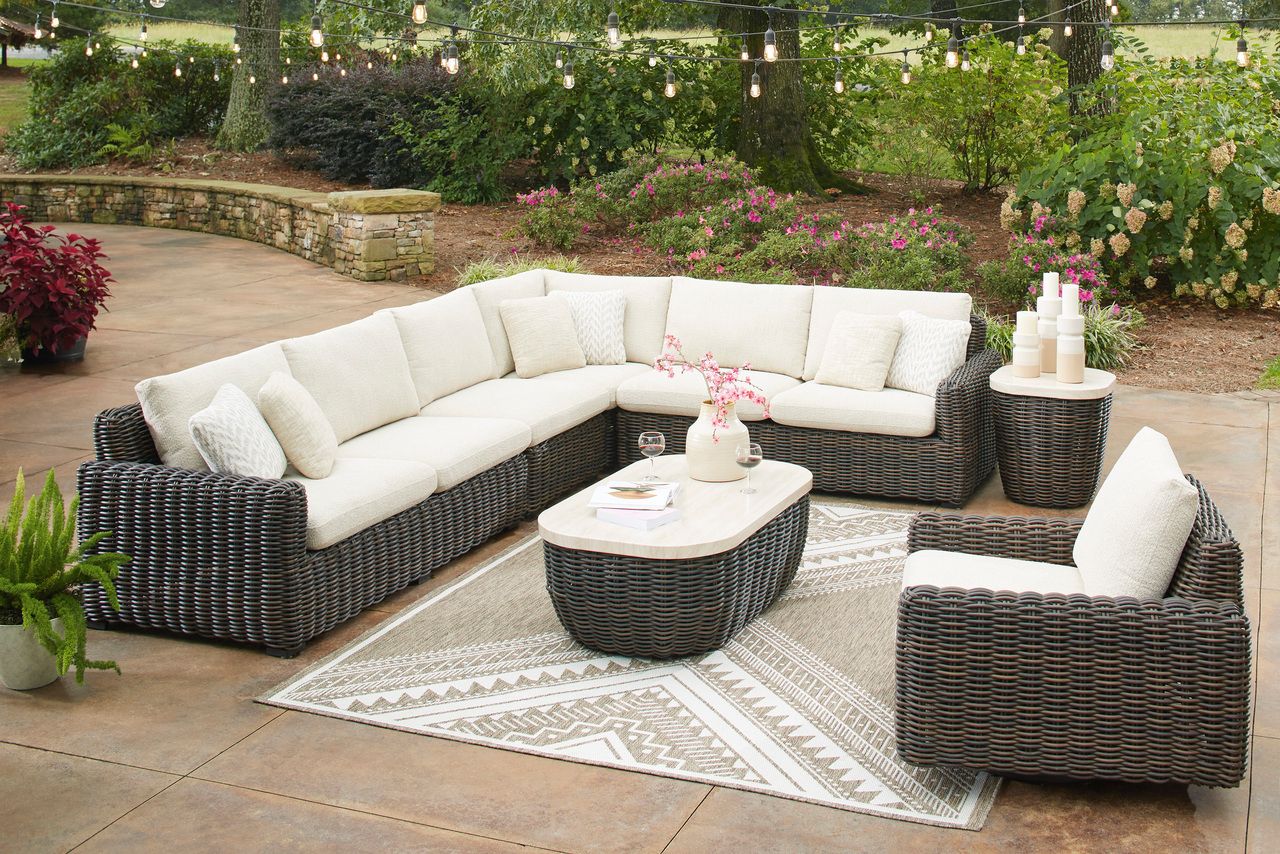 Kimora 3-Piece Outdoor Sectional In Beige and Dark Brown P711P1