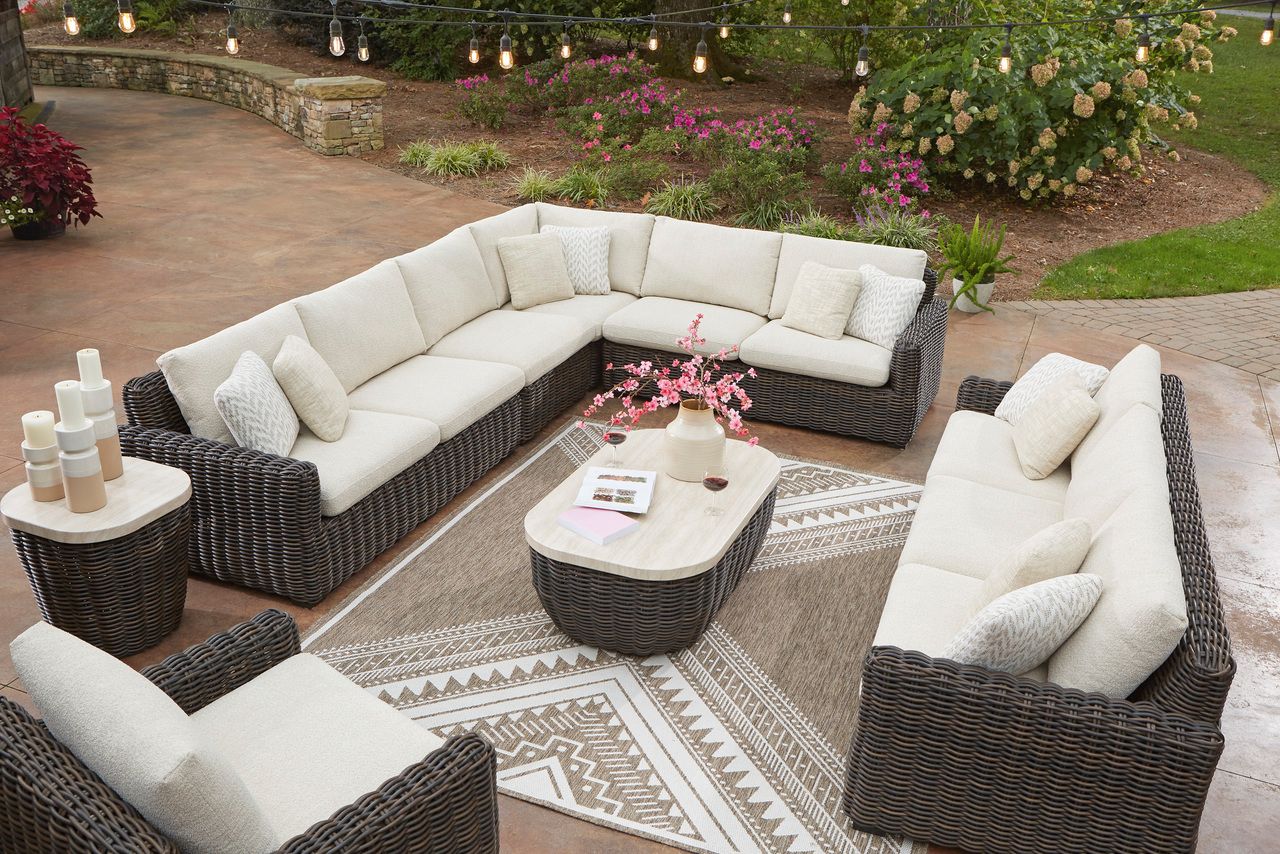 Kimora 3-Piece Outdoor Sectional In Beige and Dark Brown P711P1