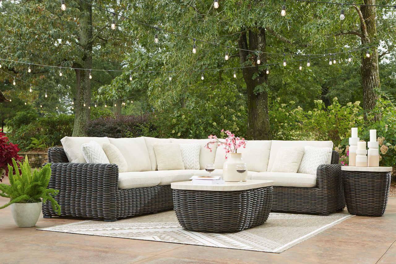 Kimora 3-Piece Outdoor Sectional In Beige and Dark Brown P711P1