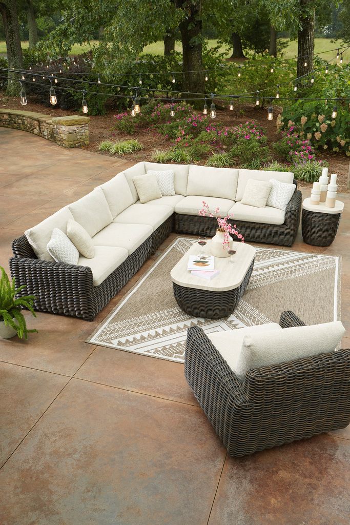 Kimora 3-Piece Outdoor Sectional In Beige and Dark Brown P711P1
