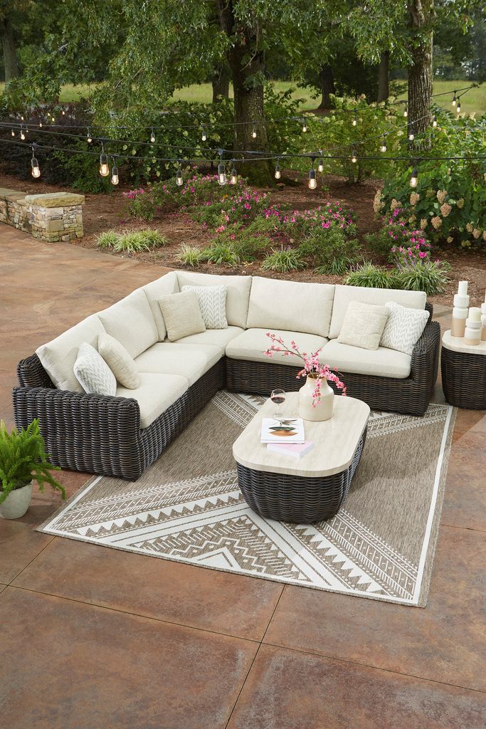 Kimora 3-Piece Outdoor Sectional In Beige and Dark Brown P711P1