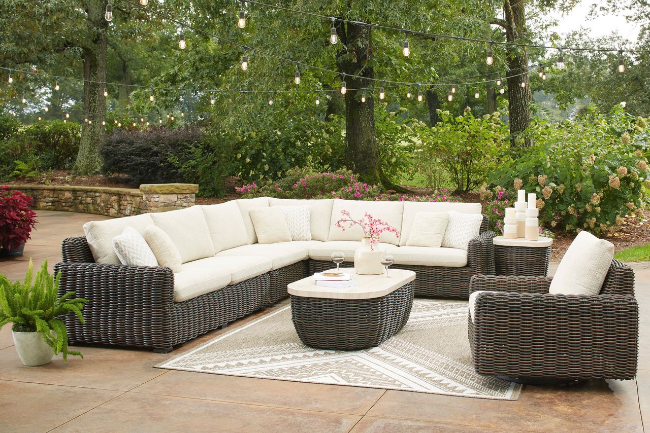 Kimora 3-Piece Outdoor Sectional In Beige and Dark Brown P711P1