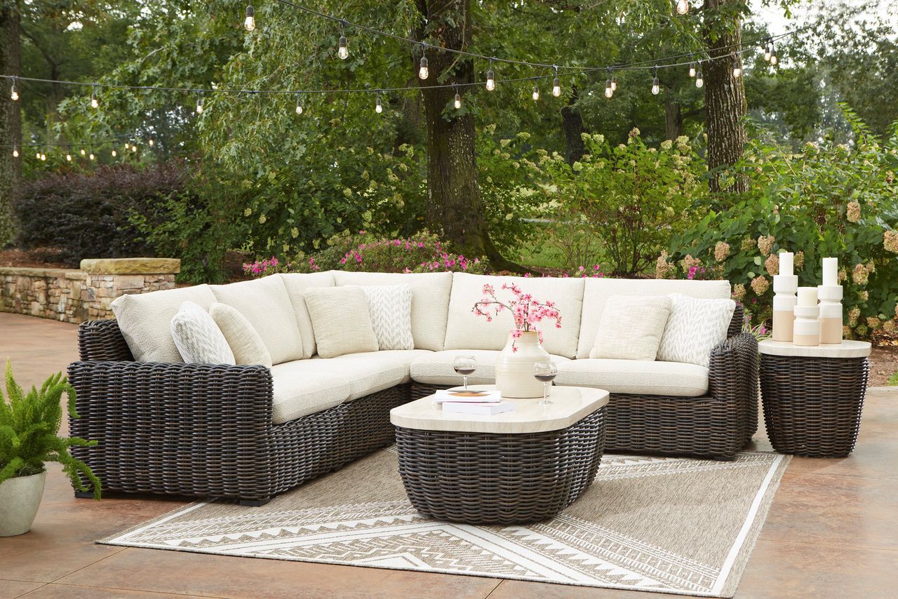 Kimora 3-Piece Outdoor Sectional In Beige and Dark Brown P711P1