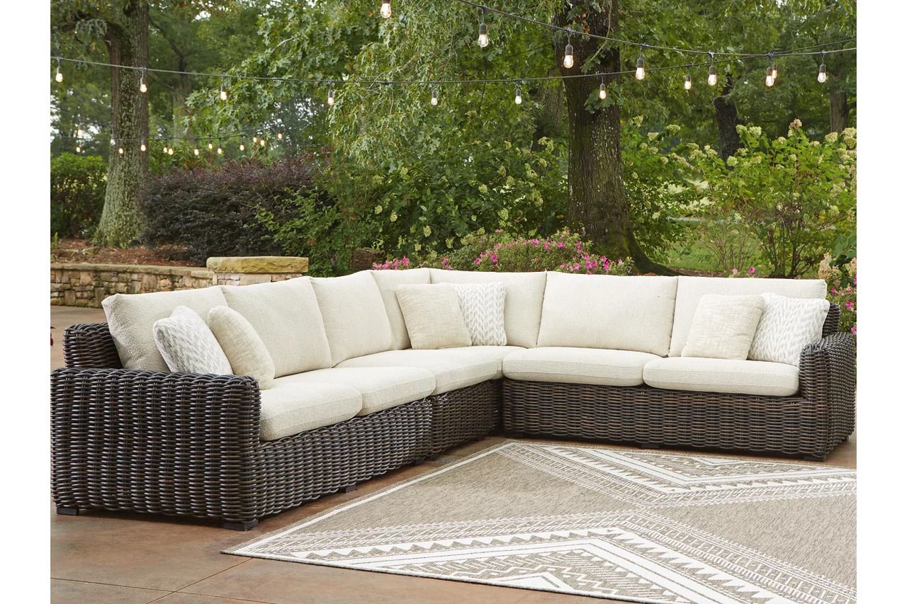 Kimora 4-Piece Outdoor Sectional In Beige and Dark Brown P711P2