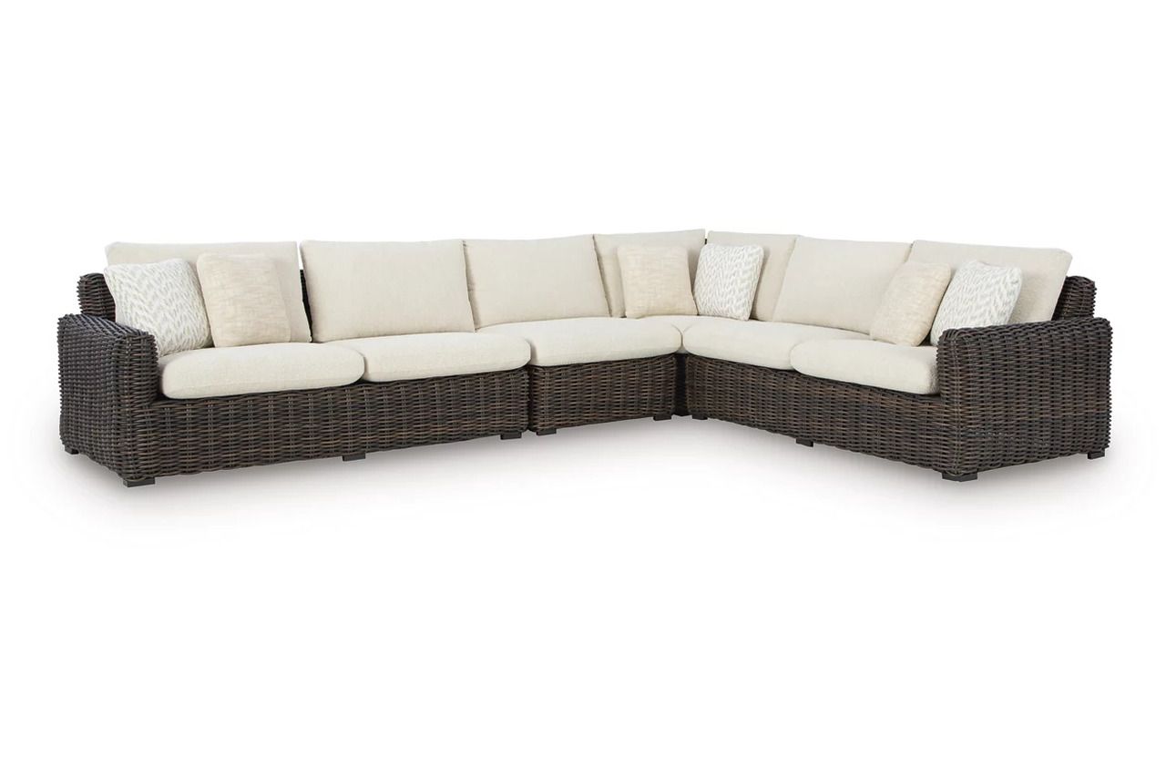 Kimora 4-Piece Outdoor Sectional In Beige and Dark Brown P711P2