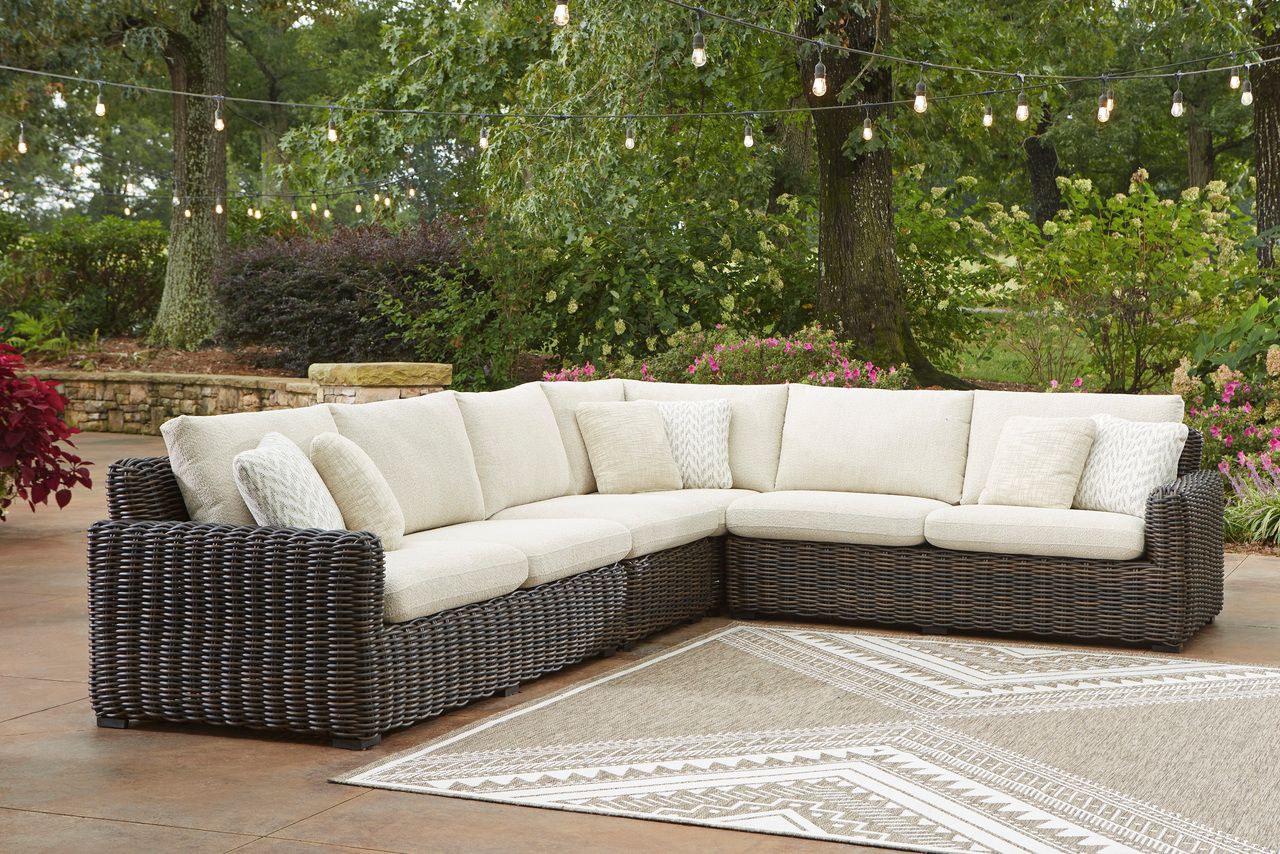 Kimora 4-Piece Outdoor Sectional In Beige and Dark Brown P711P2