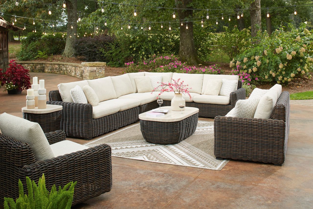 Kimora 4-Piece Outdoor Sectional In Beige and Dark Brown P711P2