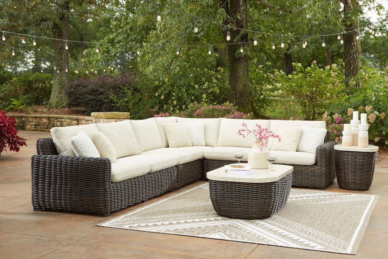 Kimora 4-Piece Outdoor Sectional In Beige and Dark Brown P711P2
