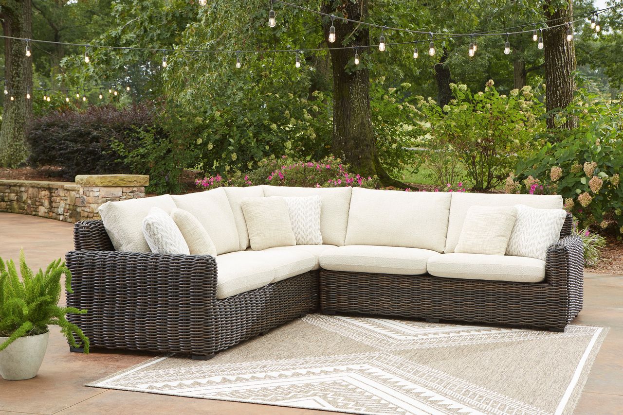 Kimora 4-Piece Outdoor Sectional In Beige and Dark Brown P711P2