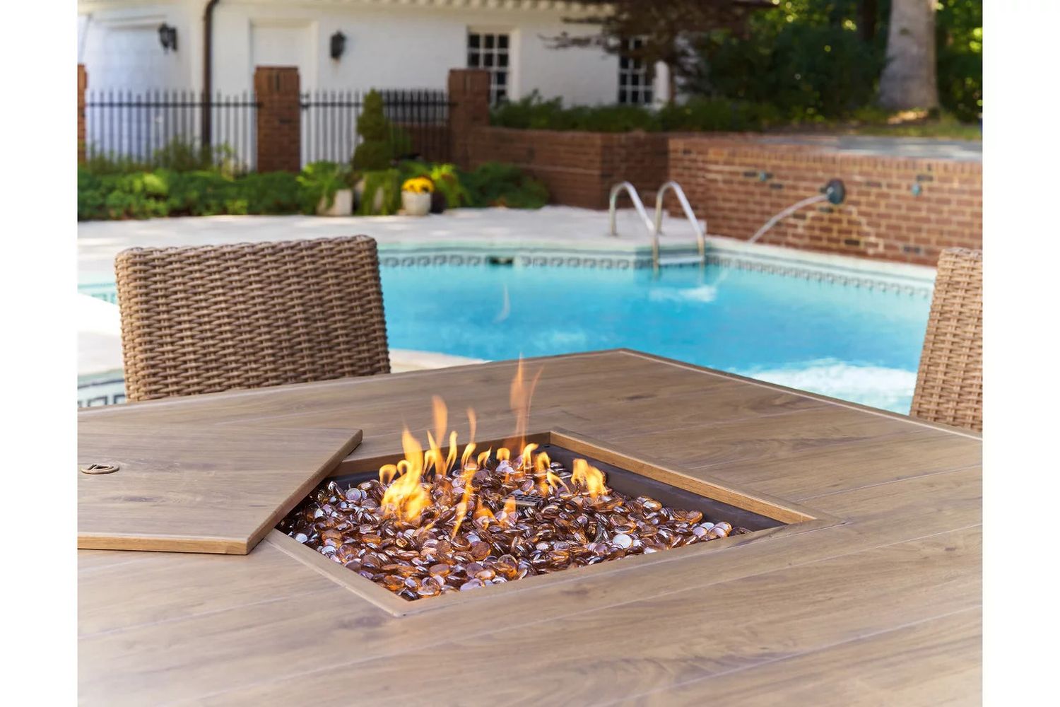 Walton Bridge Driftwood Outdoor Bar Table With Fire Pit P749665