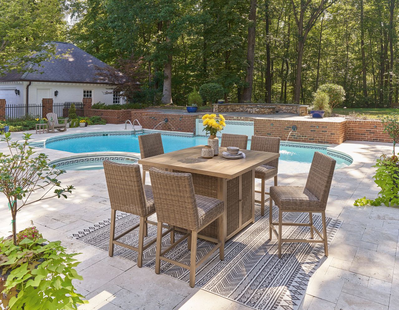 Walton Bridge Driftwood Outdoor Bar Table With Fire Pit P749665